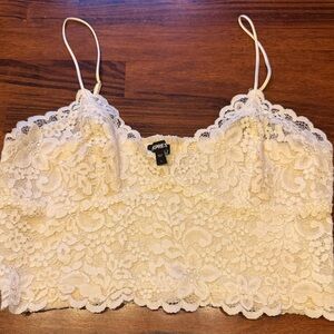 Express Cream Lace Cropped Cami Top